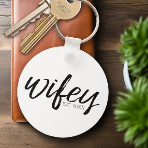 Porte-clés Wifey - calligraphie noire lunatique pour la jeune
