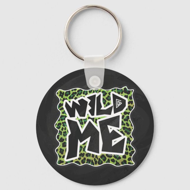 Porte-clés Wild Me Leopard Design noir et vert (Recto)