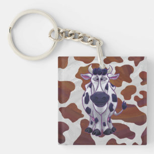 Porte-clés Wild me Vache Brown et blanche Impression