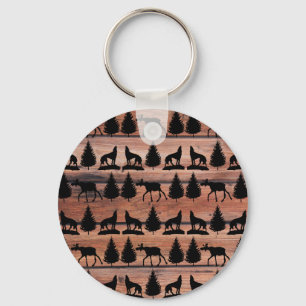 Porte-clés Wild Moose Wolf Wilderness Mountain Cabin Rustic