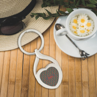 Porte-clés Wildflowers pattern name grey Metal Keychain