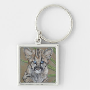 Porte-clés wildlife painting of big cat cougar kitten