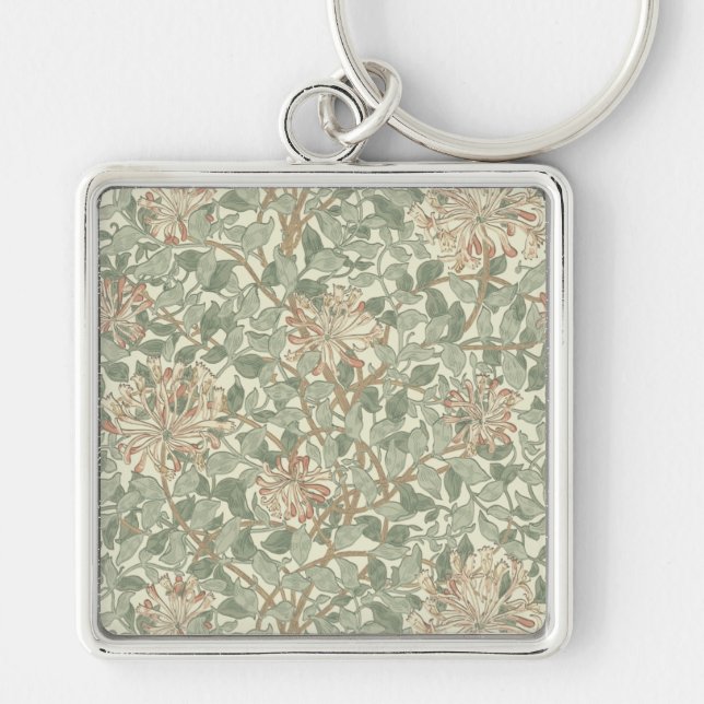 Porte-clés William Morris Honeysuckle Vert Floral (Devant)
