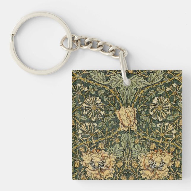 Porte-clés William Morris Honeysuckle Vert Floral (Devant)