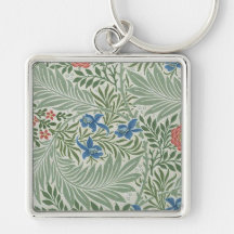 William Morris Larkspur Floral Vert rose bleu