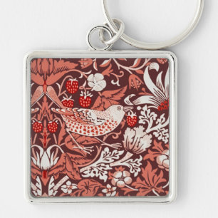 Porte-clés William Morris Strawberry Thief Oiseau en Terracot