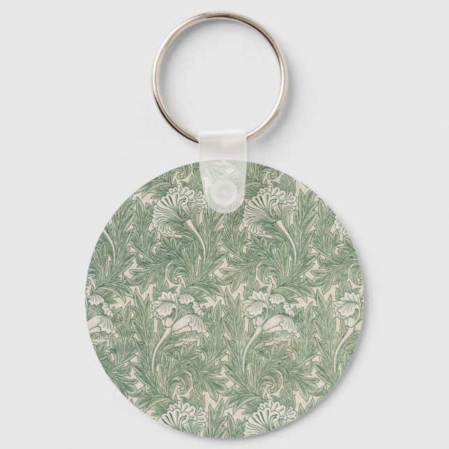 Porte-clés william morris tulip papier peint textile vert (Recto)