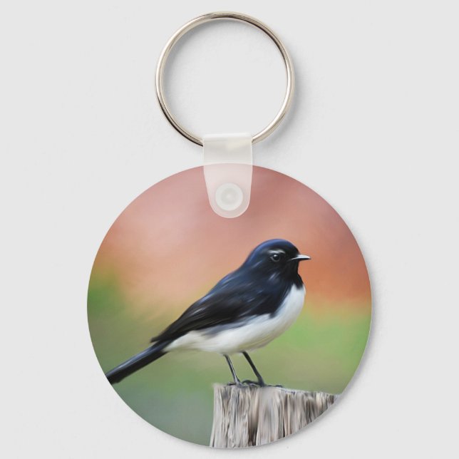 Porte-clés Willy Wagtail - Australian Bird Art (Recto)
