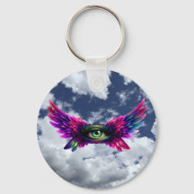 Winged Protection Eye – Round Intention Keychain
