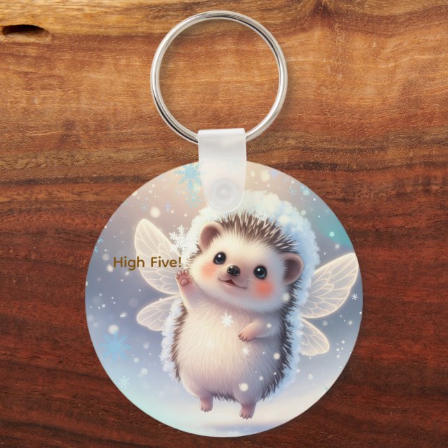 Porte-clés Winter Fairy Hedgehogs  – Cute Snowflake  (Verso)