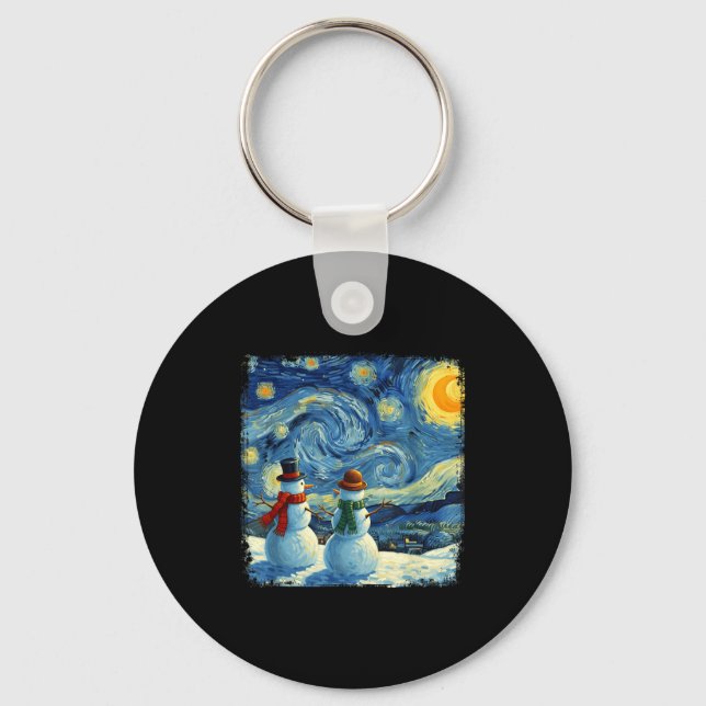 Porte-clés Winter Snowman Van Gogh Starry Night Christmas  (Recto)