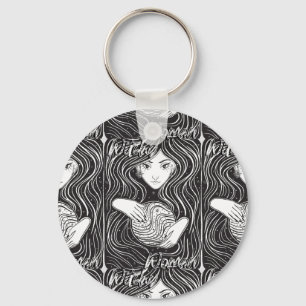 Porte-clés Witchy Woman Artistique noir et blanc