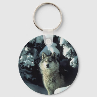 Porte-clés Wolf debout dans la neige