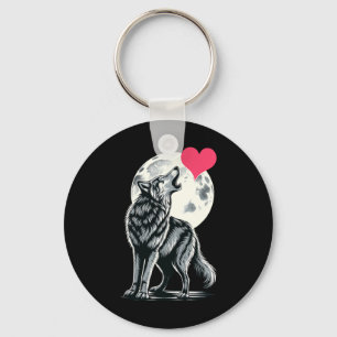 Porte-clés Wolf Holding Heart Valentine's Day Cute Wolves Val