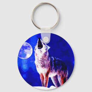 Porte-clés Wolf Howling à Moon