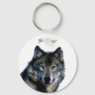 Porte-clés Wolf Portrait Votre Nom Personnalisé