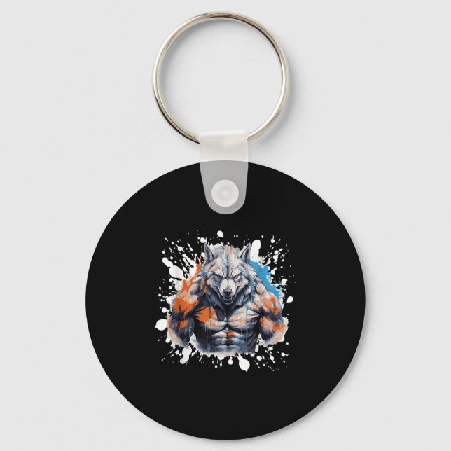 Porte-clés Wolf Workout Gym Fighter Bodybuilder  (Recto)