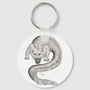 Porte-clés Wolfdragon noir et blanc Design