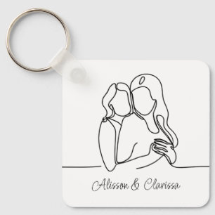 Porte-clés Women in Love Line Art Lesbian Couple