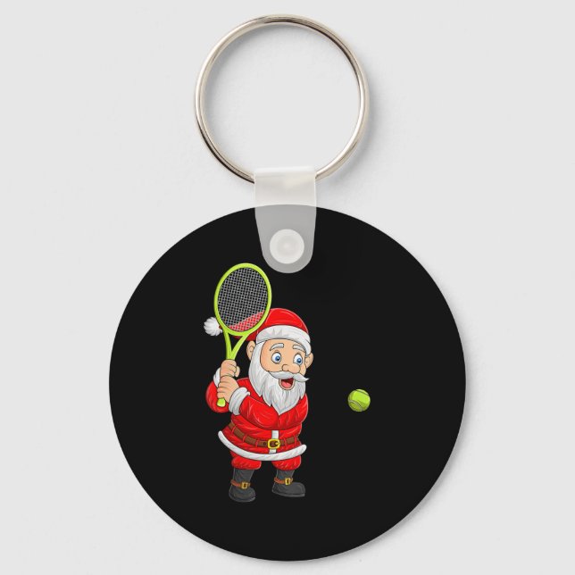 Porte-clés Womens Christmas Santa Playing Tennis Xmas Funny S (Recto)