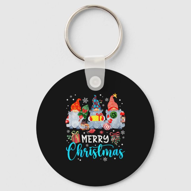 Porte-clés Womens Cute Merry Christmas Gnome Snowflakes Xmas  (Recto)