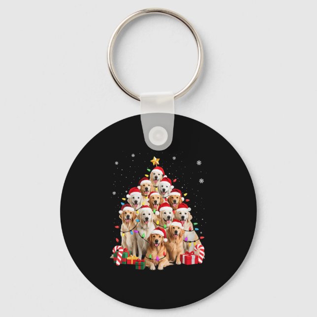 Porte-clés Womens Golden Retriever Christmas Tree Ornament De (Recto)
