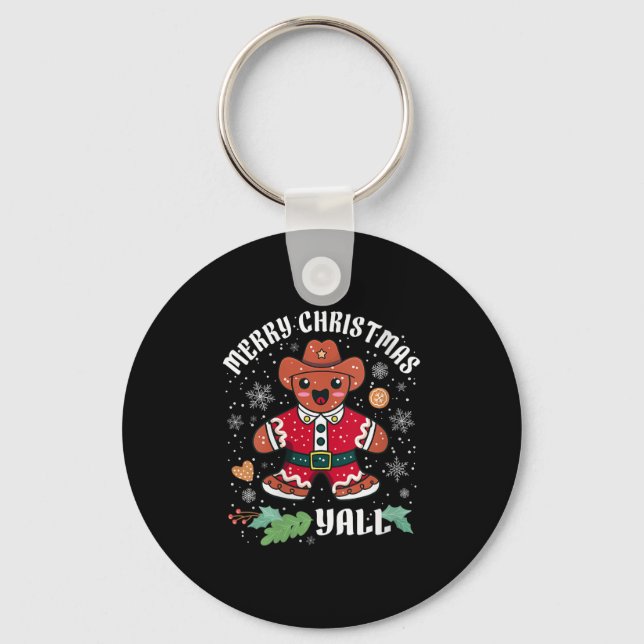 Porte-clés Womens Merry Christmas Yall Christmas Gingerbread  (Recto)