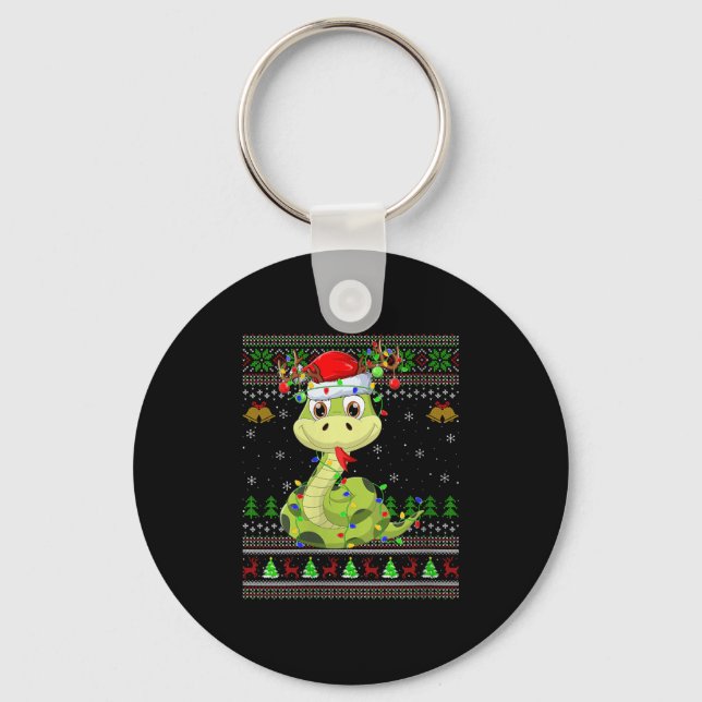 Porte-clés Womens Snake Ugly Christmas Sweaters Reindeer Sant (Recto)