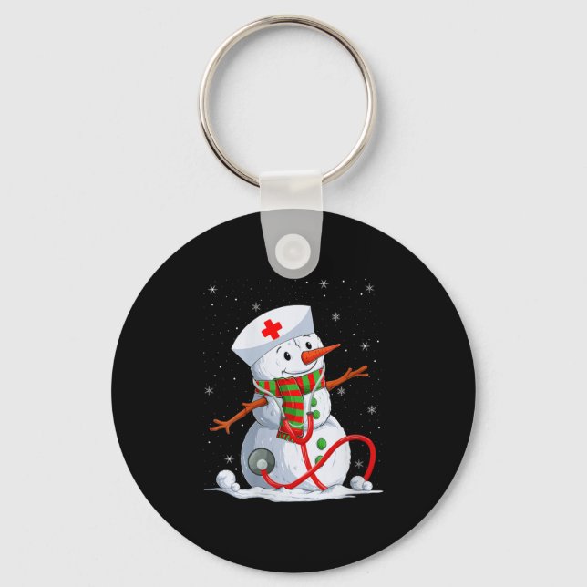 Porte-clés Womens Snowman Nurse Christmas Stethoscope Nursing (Recto)