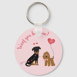 Porte-clés Woof You Be Mine Valentine Dogs