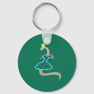 Porte-clés Worm dans une robe verte et une couronne