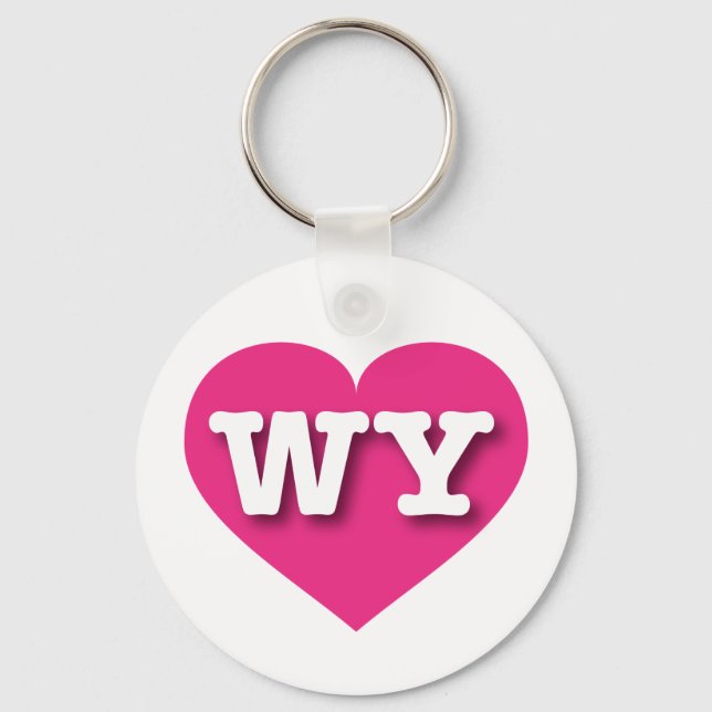 Porte-clés Wyoming Hot Pink Heart - J'aime WY (Recto)
