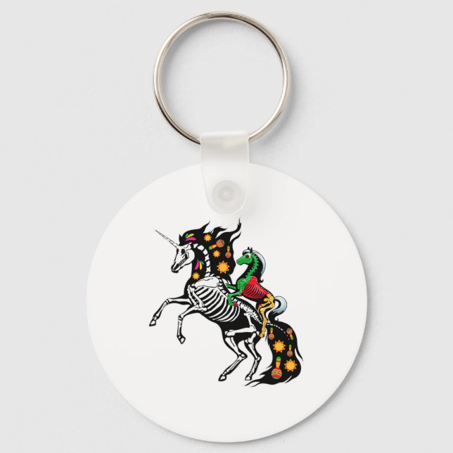 Porte-clés X-ray Skeleton Équitation Cheval Unicorn Cinco De  (Recto)