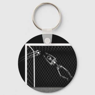 PORTE-CLÉS X-RAY SKELETON SOCCER GOALIE B&W