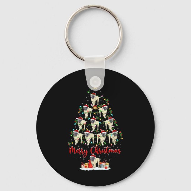 Porte-clés Xmas Lights Santa English Mastiff Dog Christmas Tr (Recto)