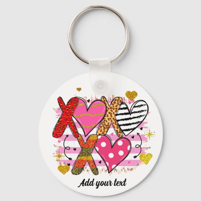 Porte-clés XOXO Coeur mignonne et jouant (Recto)