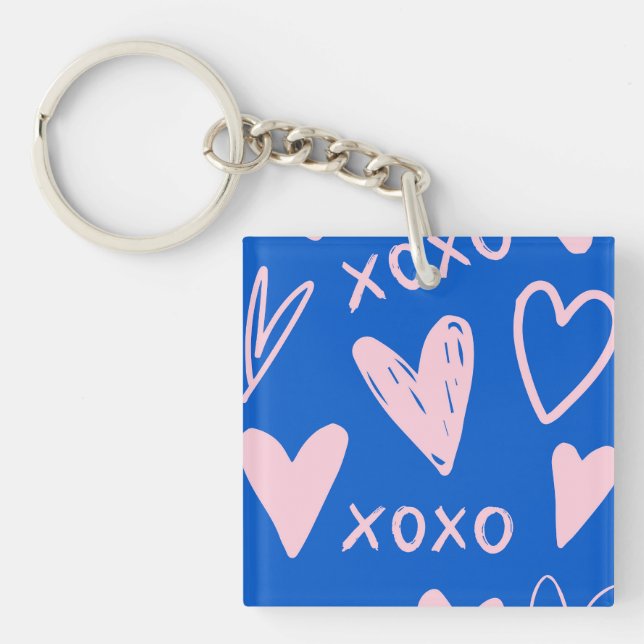 Porte-clés XOXO Hearts Acrylic Keychain – Cute Key Ring (Devant)