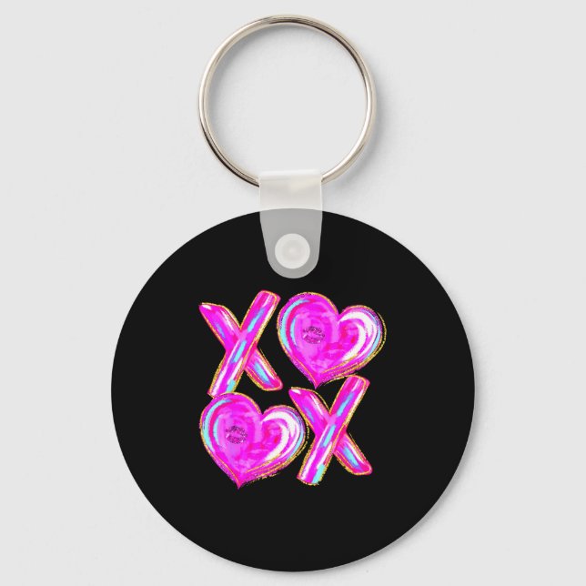Porte-clés Xoxo Valentines Day Love Funny Coquette Bow Checke (Recto)