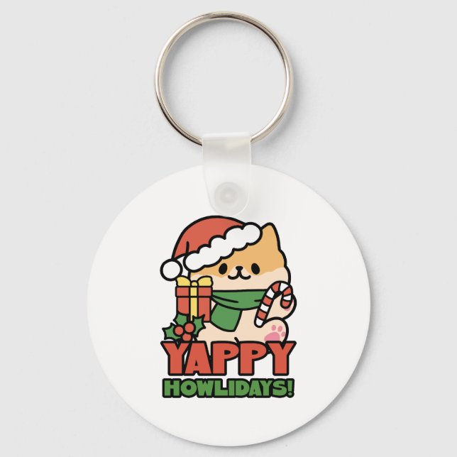 Porte-clés Yappy Howlidays - Jote Christmas Dog Cartoon (Recto)