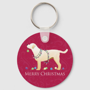 Porte-clés Yellow Labrador Retriever Joyeux Noël Design