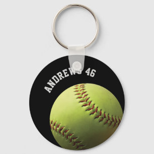 Porte-clés Yellow Softball with Name or Text