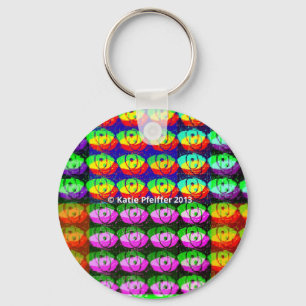 Porte-clés Yeux de pixel d'arc-en-ciel