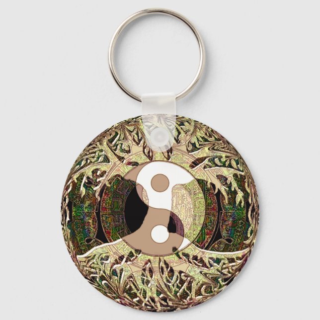 Porte-clés Yin Yang Arbre de vie Tan (Recto)