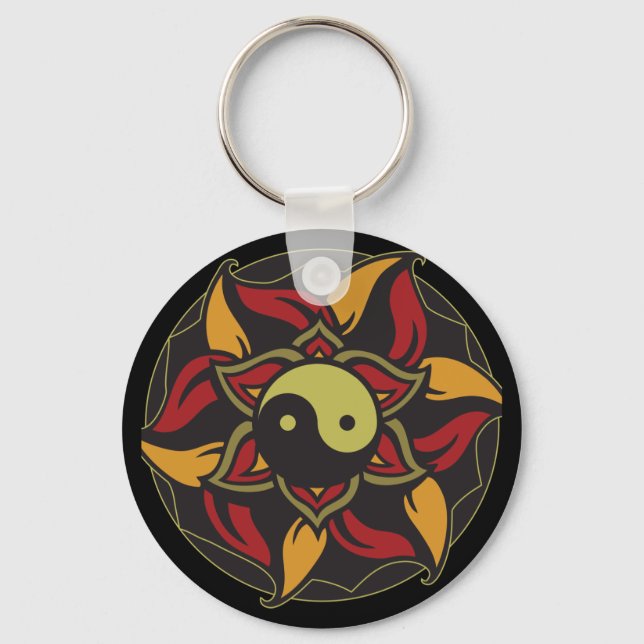 Porte-clés Yin Yang Lotus en floraison (Recto)