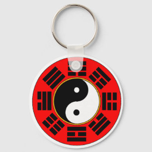 Porte-clés Yin Yang Taoist Chinois Rouge Bagua Trigram