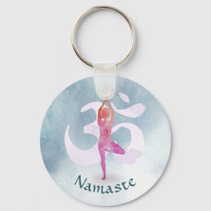Porte-clés YOGA Instructeur d'aquarelle méditation Pose Om SI