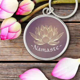Porte-clés YOGA Meditation Reiki Instructor Purple Gold Lotus