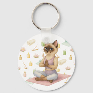 Porte-clés Yoga Pose Namaste pour Amoureux de les chats siamo