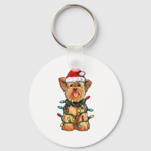 Porte-clés Yorkie Yorkshire Terrier Père Noël Christmas Tree 