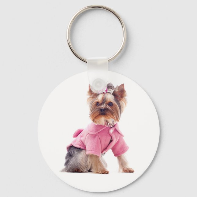 Porte-clés Yorkshire Terrier Chien Chien Chien Rosé (Recto)